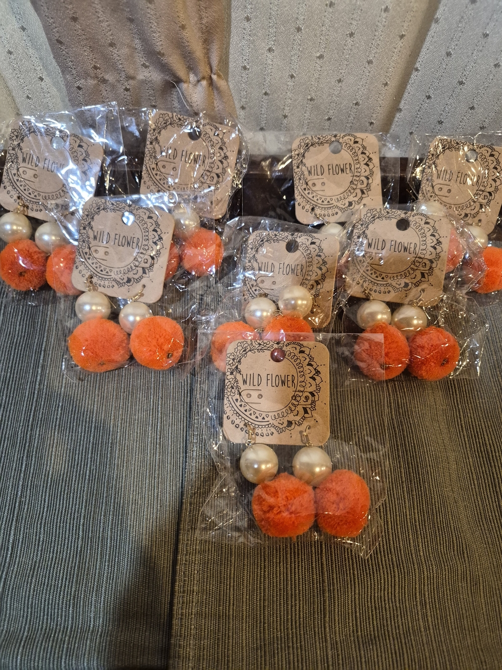 NWT Lot of 8x Orange Game Day Pom-Pom Pearl Earrings Wholesale Bundle